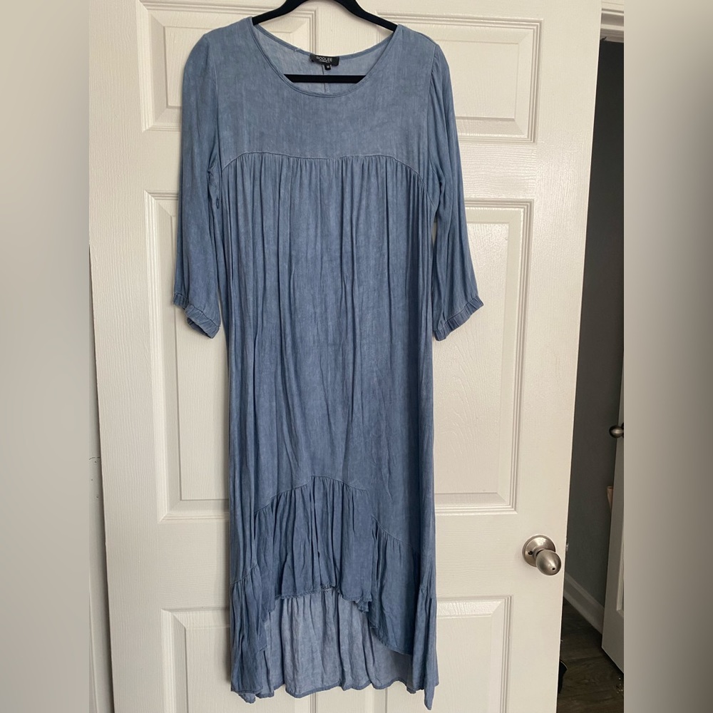 Denim High Low Peasant Roolee MOM Dress